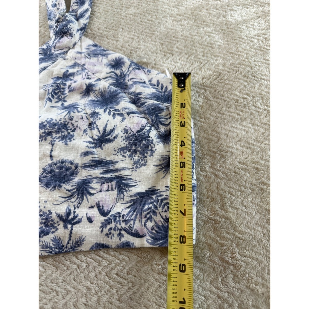 Abercrombie & Fitch Linen Blend Halter Crop Top Blue White Toile Tropical S‎ - Picture 10 of 11
